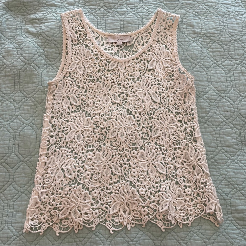 Loft White Lace Tank Top
